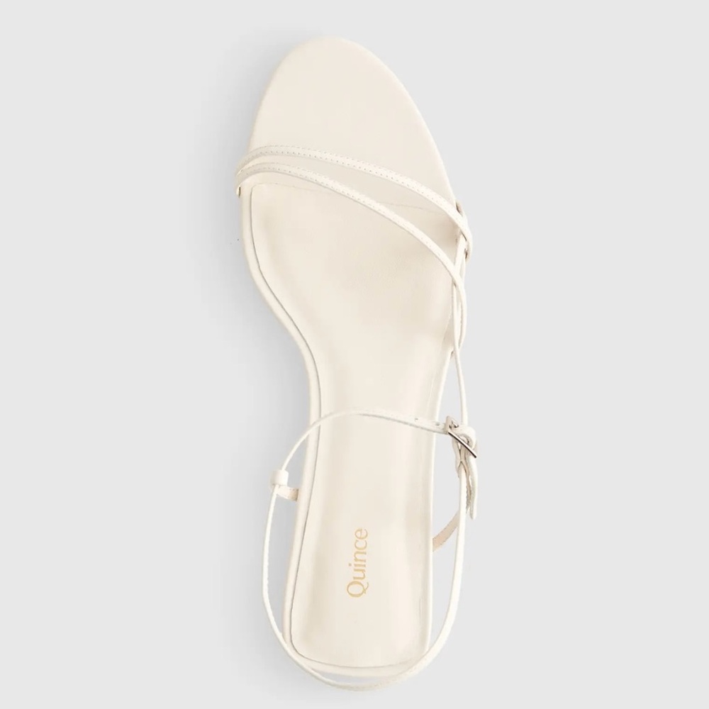 Quince Italian Leather 70mm Strappy Heel in Bone - Picture 3 of 7